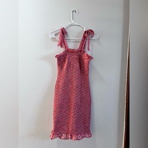 Pink dress.